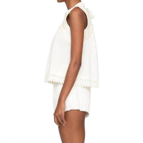 NEW SEA willa hand smocked tank top in white - Picture 2 of 3